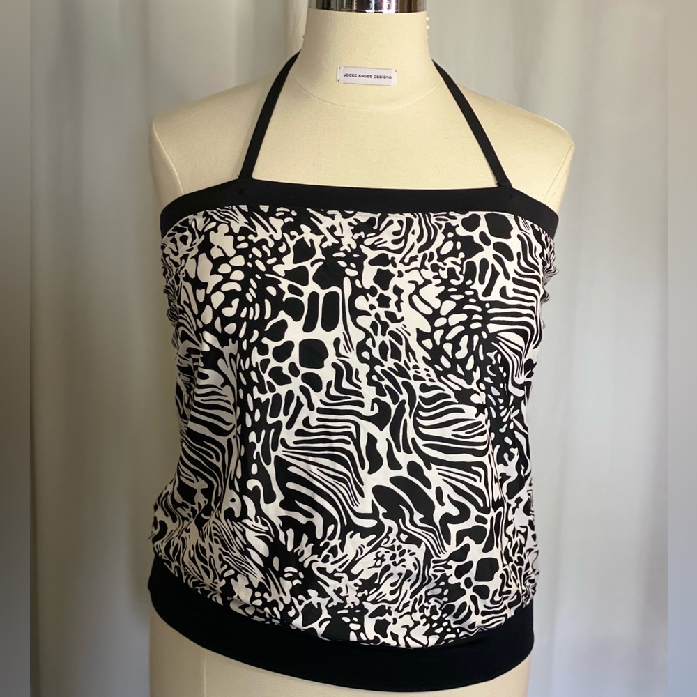 Black and White Halter Swim Top